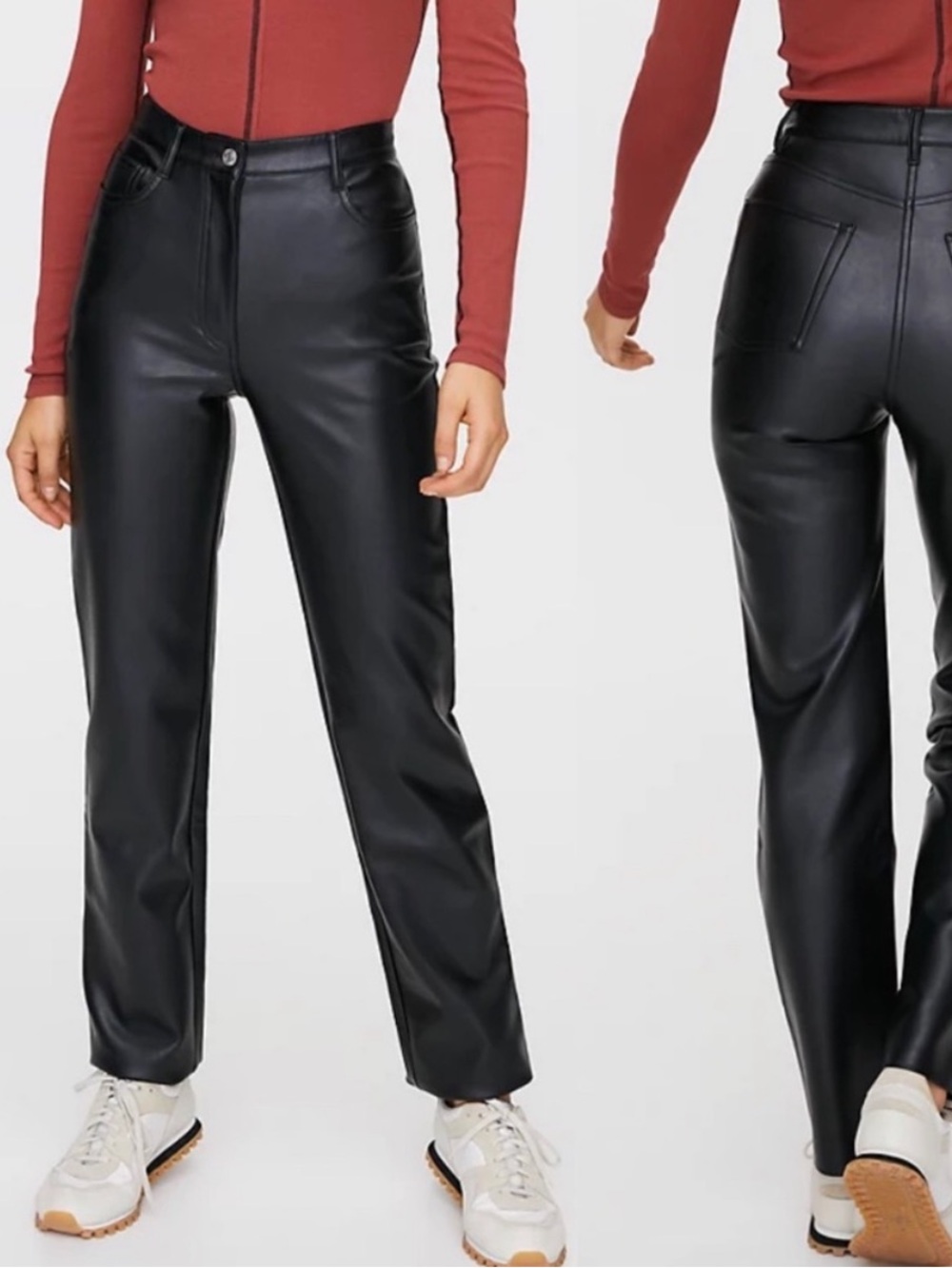 Wilfred The Melina Vegan Leather Straight Leg Pant: Black size 6
